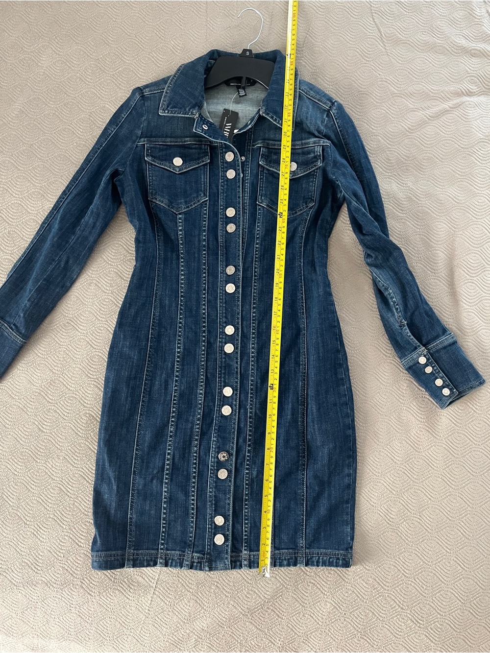 White House Black Market Dark Wash Denim Shacket Dress size 2 - Picture 3 of 10